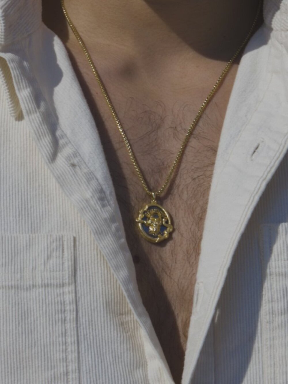 Awe Inspired Memento Mori Skull Pendant 14K Gold Vermeil - Picture 2 of 5